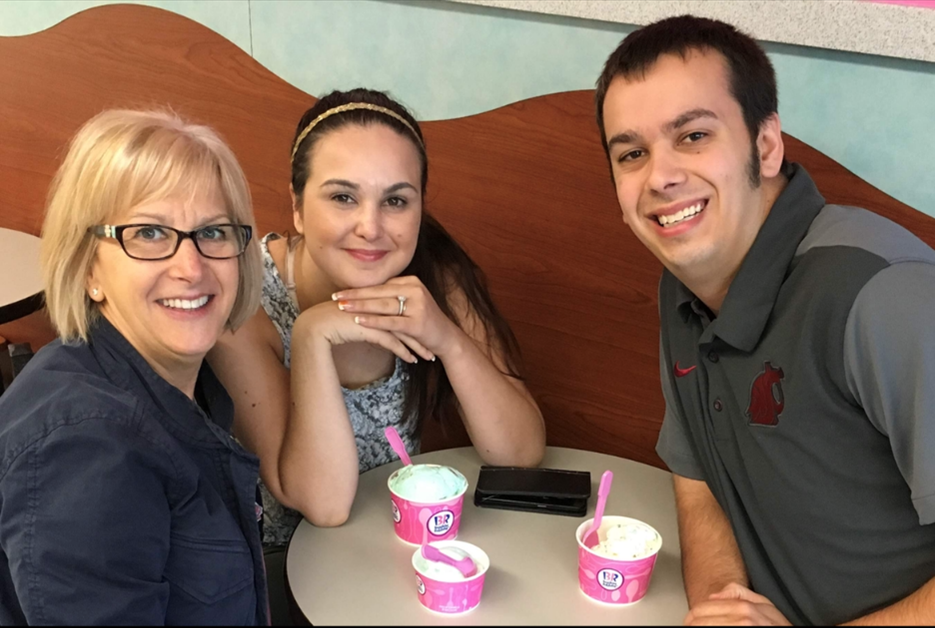 Family eating frozen yogurt