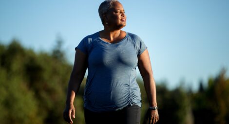 Woman outside on a walk.