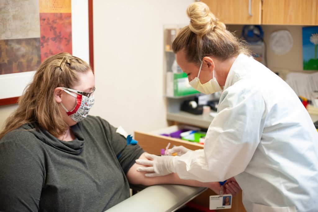 Quality- Patient getting blood drawn at a laboratory