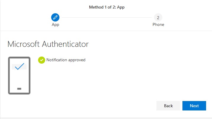 A web browser confirmation screen with a green checkmark indicating the notification was approved.
